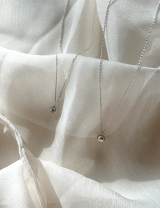 Silver 925 Basic Cubic Pearl Chain Necklace
