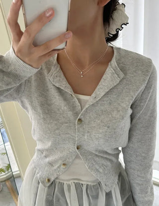 Silver 925 Basic Cubic Pearl Chain Necklace