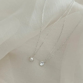 Silver 925 Basic Cubic Pearl Chain Necklace