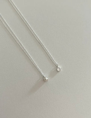 Silver 925 Basic Cubic Pearl Chain Necklace