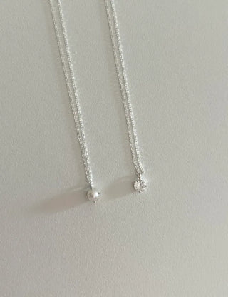 Silver 925 Basic Cubic Pearl Chain Necklace