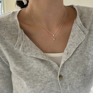 Silver 925 Basic Cubic Pearl Chain Necklace