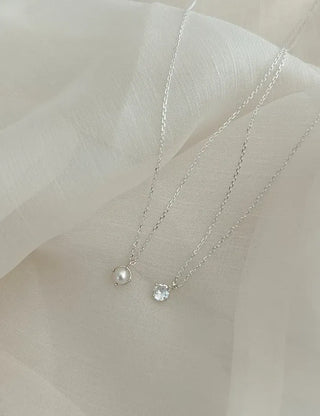Silver 925 Basic Cubic Pearl Chain Necklace