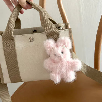 Pearl ribbon pin rabbit doll bag keyring key holder