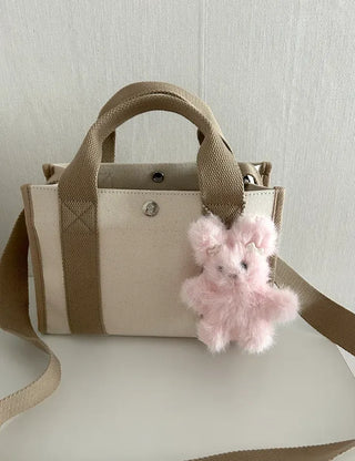 Pearl ribbon pin rabbit doll bag keyring key holder