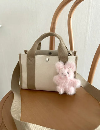 Pearl ribbon pin rabbit doll bag keyring key holder