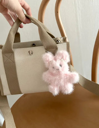 Pearl ribbon pin rabbit doll bag keyring key holder