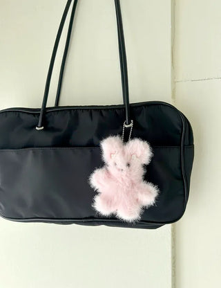 Pearl ribbon pin rabbit doll bag keyring key holder