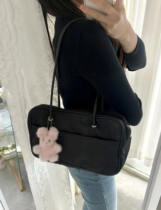 Pearl ribbon pin rabbit doll bag keyring key holder
