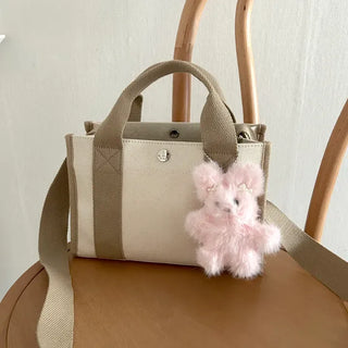Pearl ribbon pin rabbit doll bag keyring key holder