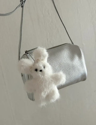 Pearl ribbon pin rabbit doll bag keyring key holder