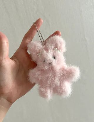 Pearl ribbon pin rabbit doll bag keyring key holder