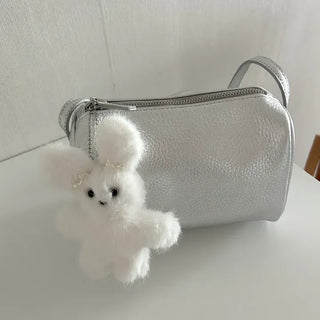 Pearl ribbon pin rabbit doll bag keyring key holder