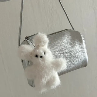 Pearl ribbon pin rabbit doll bag keyring key holder