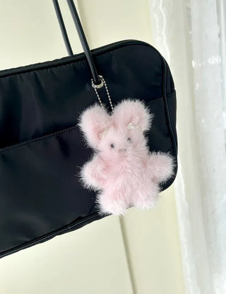 Pearl ribbon pin rabbit doll bag keyring key holder
