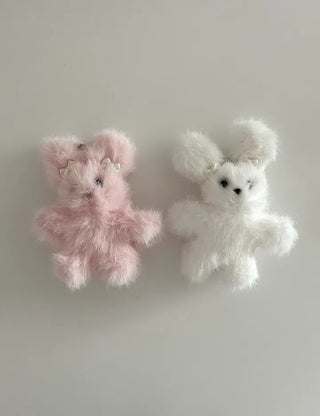 Pearl ribbon pin rabbit doll bag keyring key holder