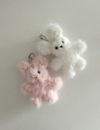 Pearl ribbon pin rabbit doll bag keyring key holder