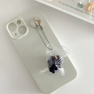 Zipper bag miniature fruit keyring key holder phone charm