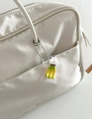 Zipper bag miniature fruit keyring key holder phone charm