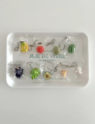 Zipper bag miniature fruit keyring key holder phone charm