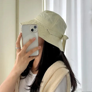 Ribbon strap bucket hat safari summer hat