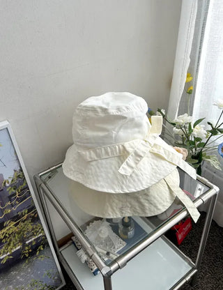 Ribbon strap bucket hat safari summer hat