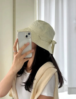 Ribbon strap bucket hat safari summer hat