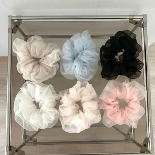 Oversized double organza see-through hair tie scrunchie