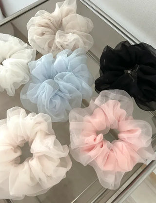 Oversized double organza see-through hair tie scrunchie