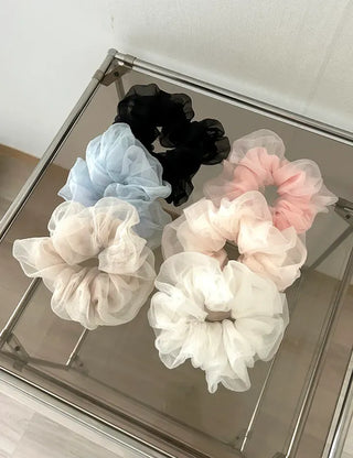 Oversized double organza see-through hair tie scrunchie