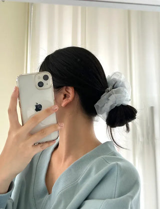 Oversized double organza see-through hair tie scrunchie