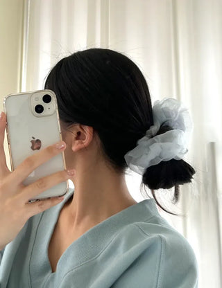 Oversized double organza see-through hair tie scrunchie
