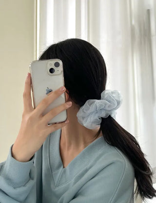 Oversized double organza see-through hair tie scrunchie