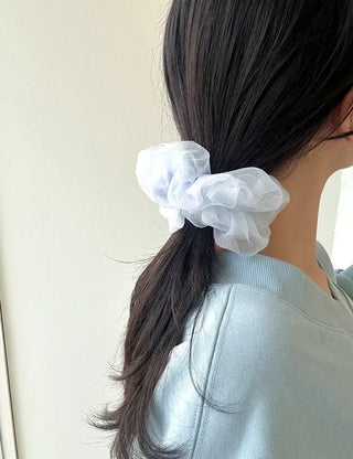 Oversized double organza see-through hair tie scrunchie