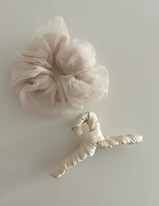 Oversized double organza see-through hair tie scrunchie