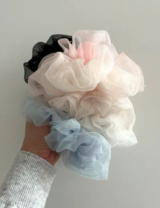 Oversized double organza see-through hair tie scrunchie