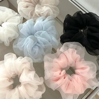 Oversized double organza see-through hair tie scrunchie
