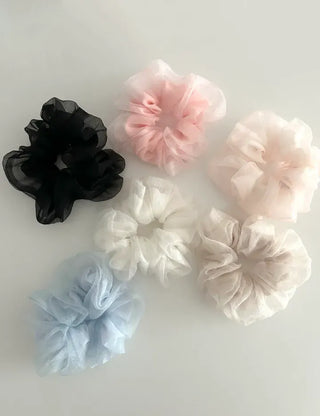 Oversized double organza see-through hair tie scrunchie