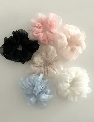 Oversized double organza see-through hair tie scrunchie