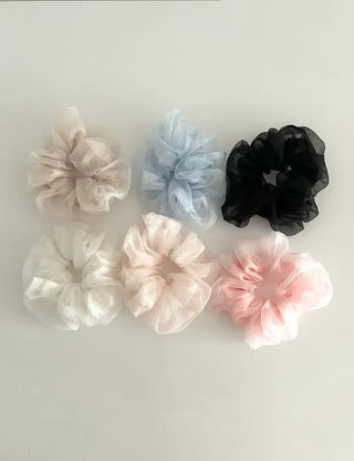 Oversized double organza see-through hair tie scrunchie