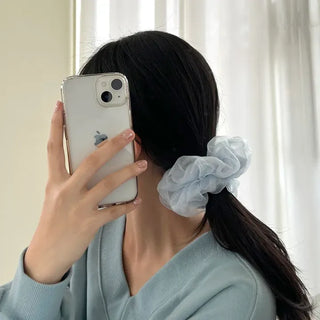 Oversized double organza see-through hair tie scrunchie