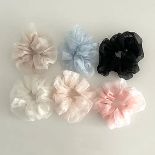Oversized double organza see-through hair tie scrunchie