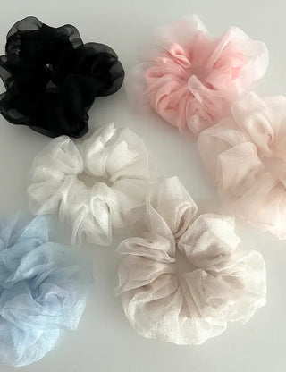 Oversized double organza see-through hair tie scrunchie