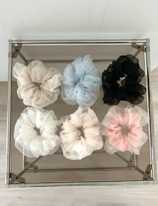 Oversized double organza see-through hair tie scrunchie