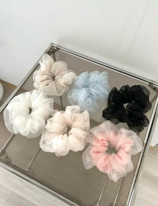Oversized double organza see-through hair tie scrunchie