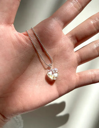Silver 925 White Heart Silver Ball Chain Necklace