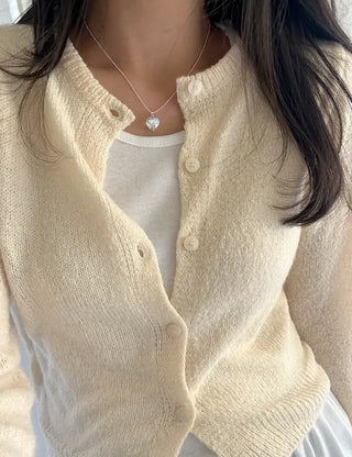 Silver 925 White Heart Silver Ball Chain Necklace