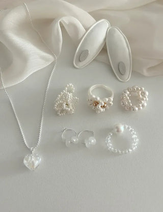 Silver 925 White Heart Silver Ball Chain Necklace