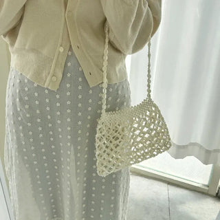Beaded Pearl Silver Bag Summer Mini Shoulder Bag