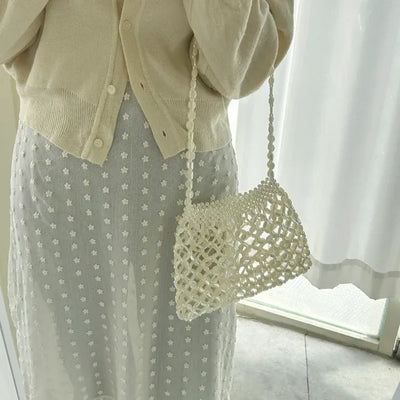Beaded Pearl Silver Bag Summer Mini Shoulder Bag